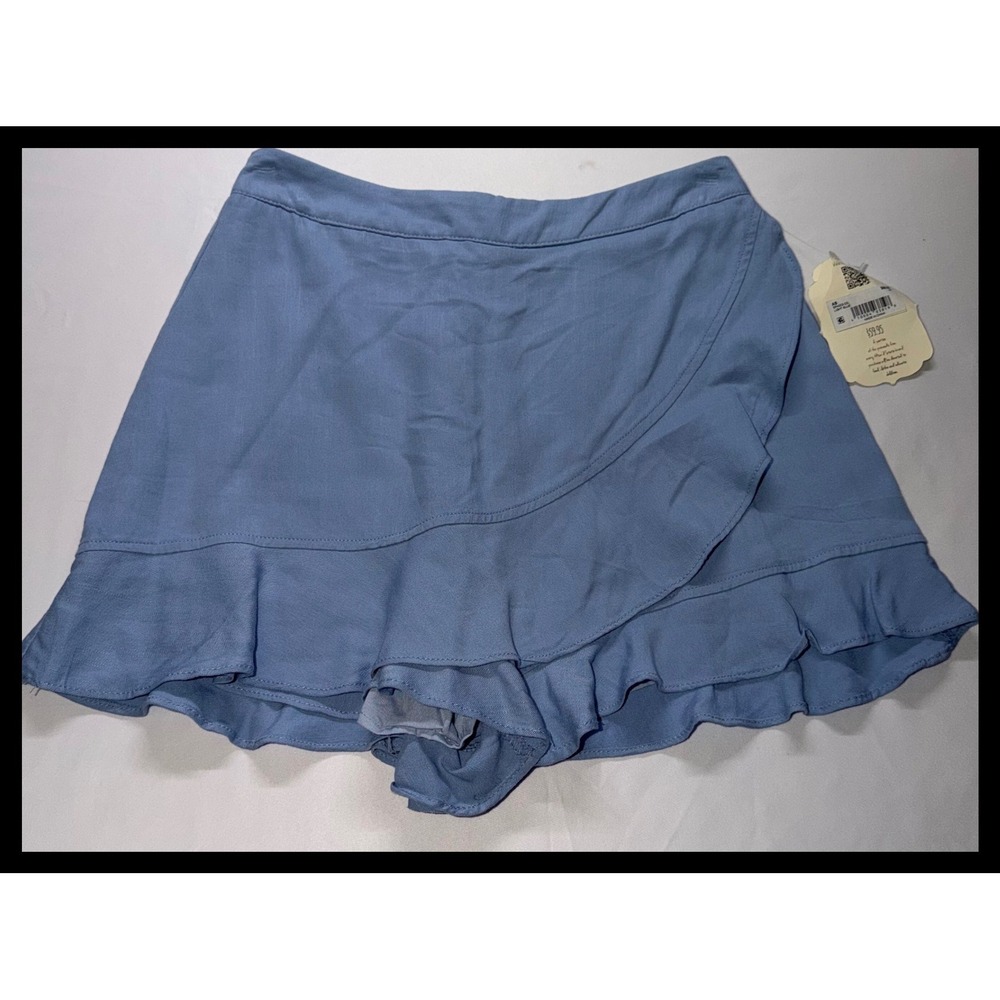Altar'd State Skort Women XS Light Blue Ruffle Wrap Front Mini Skirt Shorts Boho